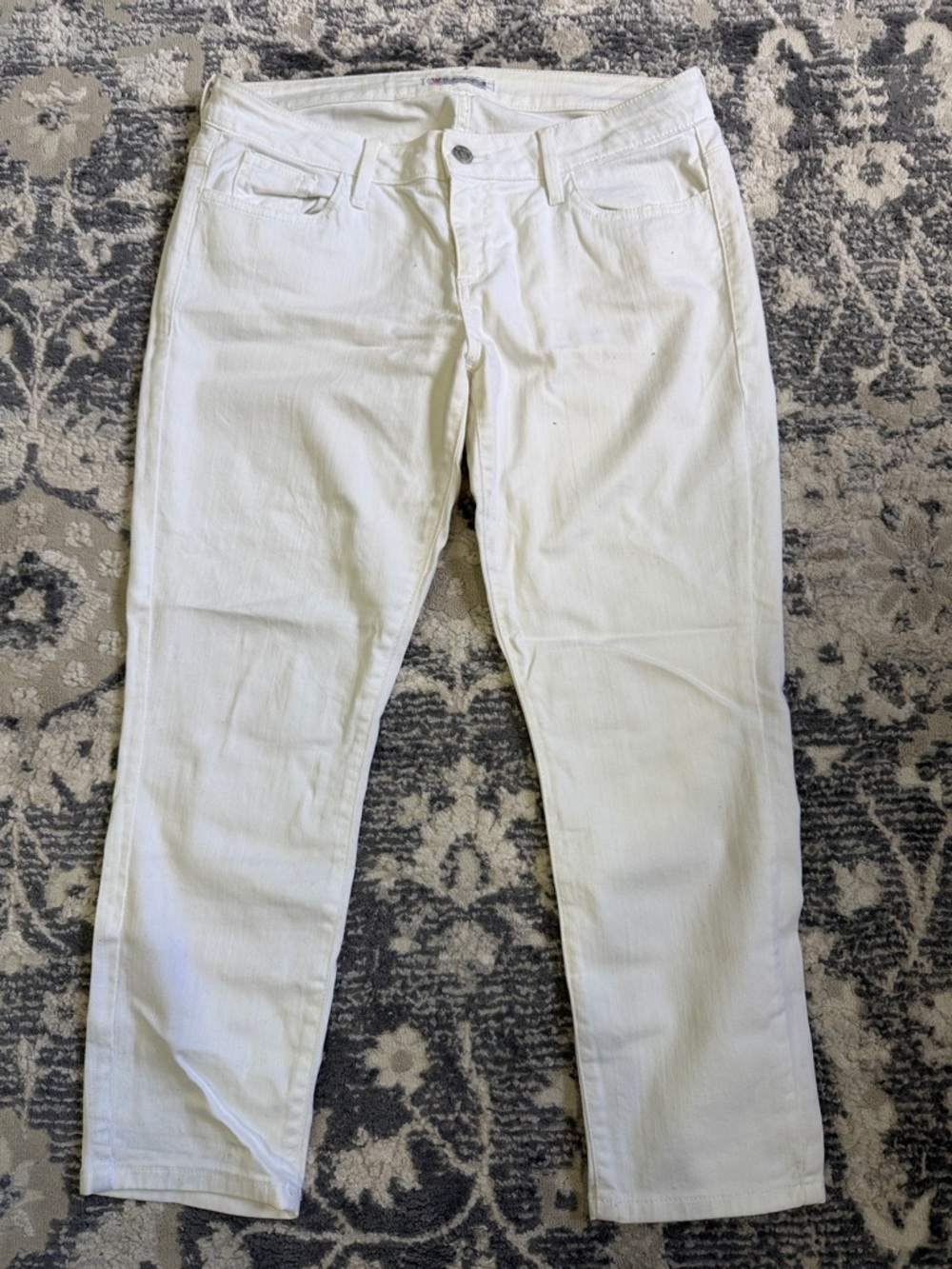 Guess White Cropped Ankle Jeans